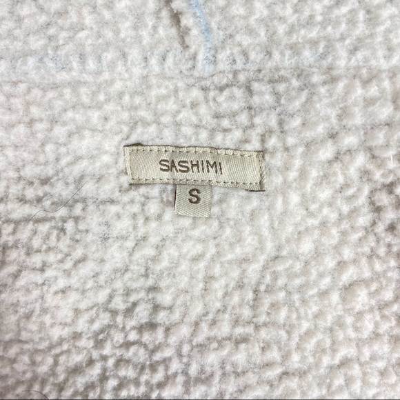 Sashimi Full Zip Hooded Jacket with Pockets Light Blue and Cream Size Small - Picture 7 of 9